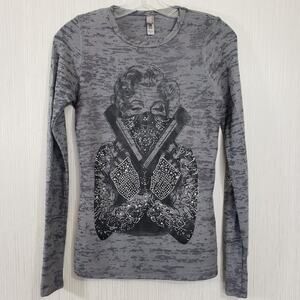 Next Level Marilyn Monroe graphic bling burnout look long sleeve shirt size med